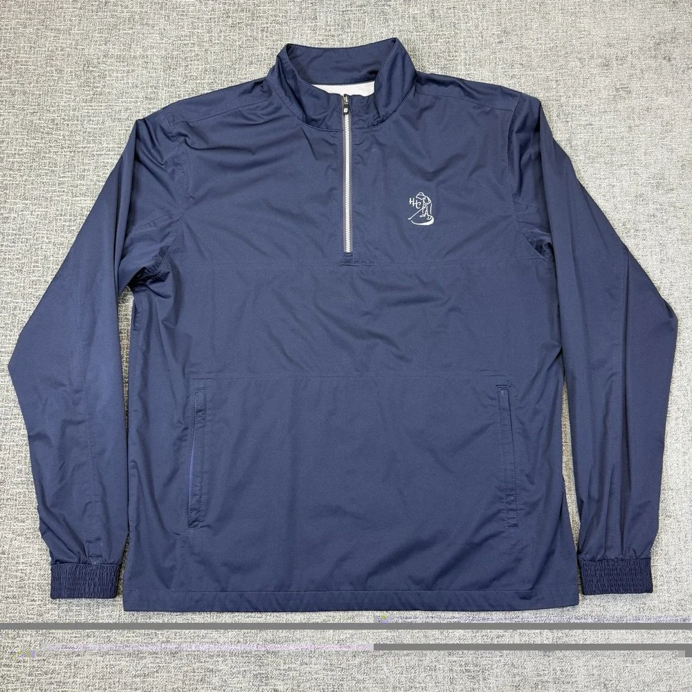 FootJoy Hydroknit Golf Jacket Mens Medium Blue‎ 1/2 Half Zip Pullover Pockets